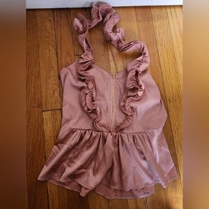 Pink Ruffled Halter Top Size Large